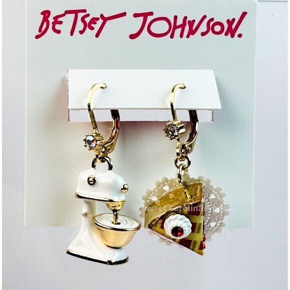Betsey Johnson • Babycakes Pie & Mixer Earrings • Mismatch Drop • Cherry Pie - Picture 2 of 12